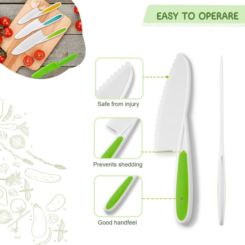 GINDECON kids knife set for real cooking - 4PCS Toddler Knife Set, BPA-Free Plastic Safe Knives for Fruits, Bread & vegetables Kitchen (Ages 3+) - Image 3
